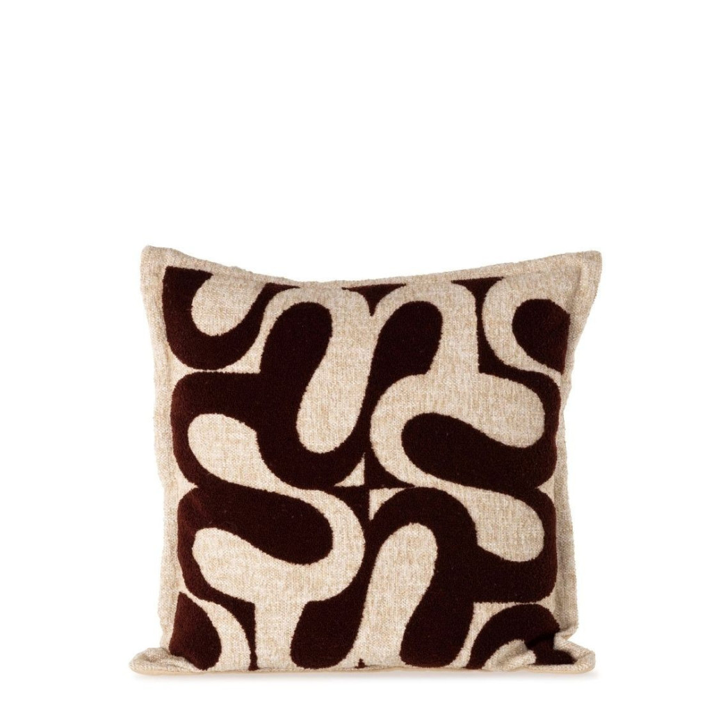 coussin avec motifs prune et blanc