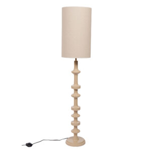 Lampadaire de lecture Mileo crème design pied métal ondulé abat-jour coton