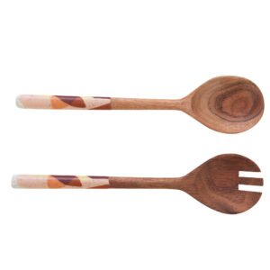 Lot de 2 couverts de service ELENA en acacia