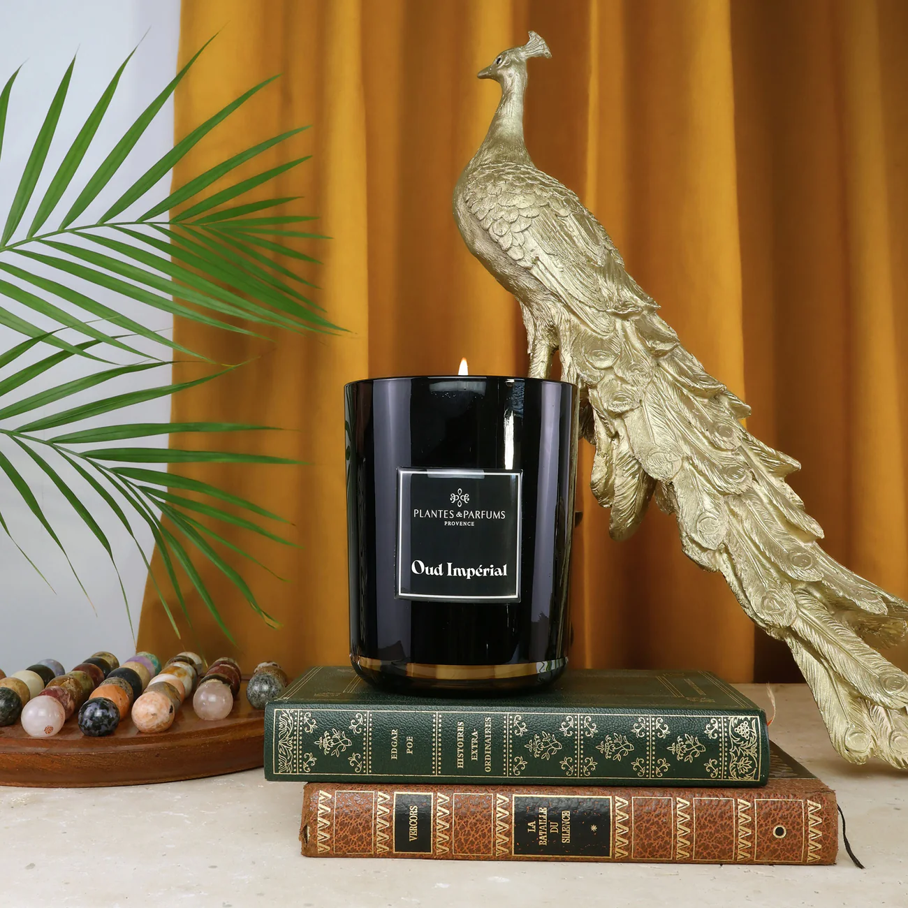 Bougie parfumée Oud Impérial 420g cire de soja végétale mèche coton luxe