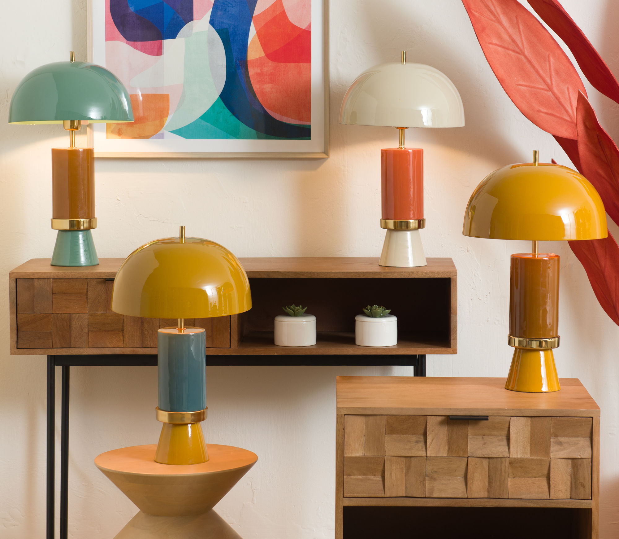 Lampe de Table VINTAGE bicolore Jaune – Design Rétro – Image 2