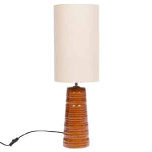 lampe tom, base en céramique et abat-jour en tissu