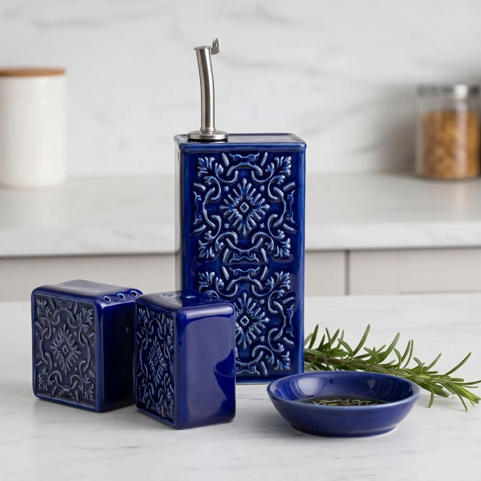 Un huilier AZULEJO bleu en céramique
