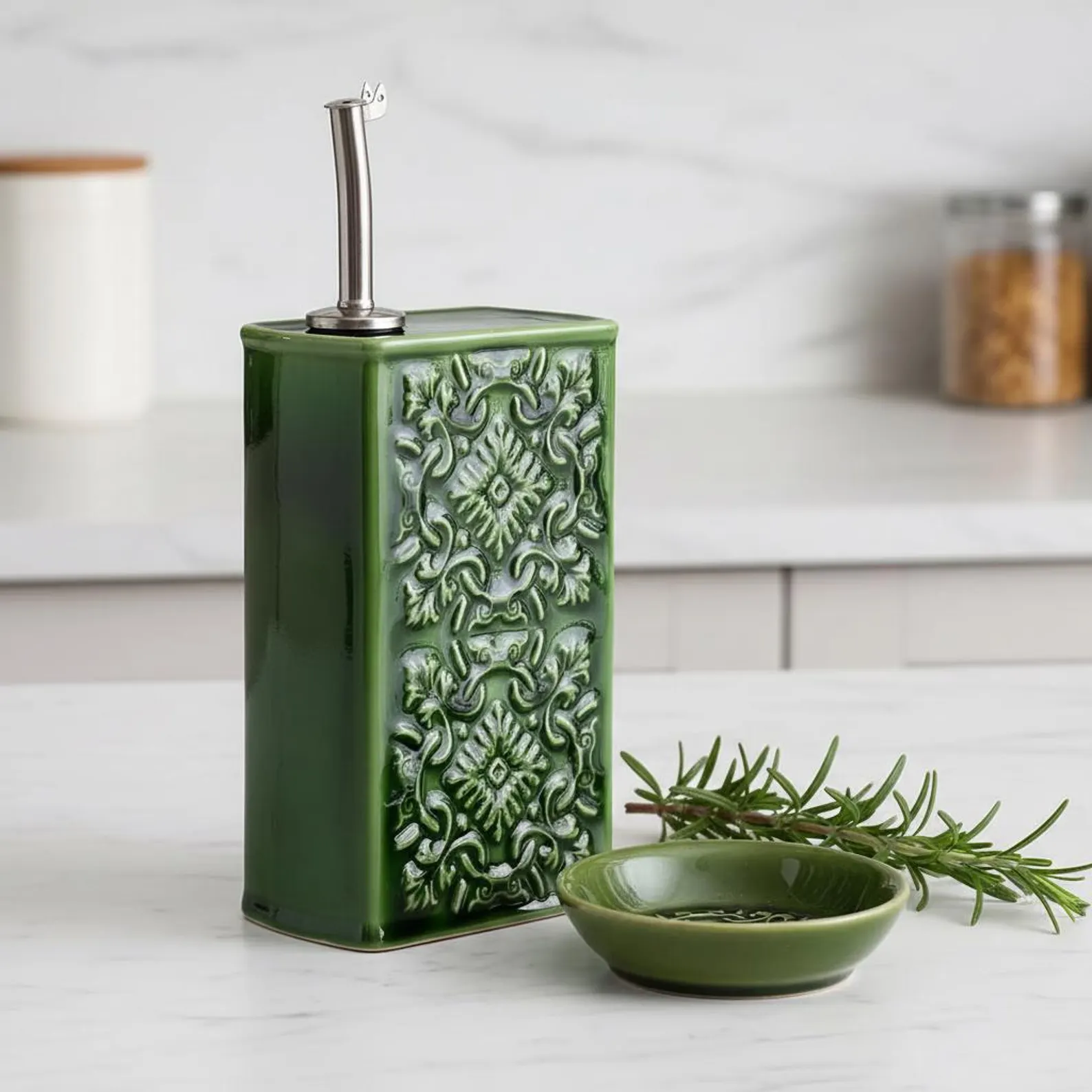 Huilier AZULEJO vert | Flacon en Céramique Artisanale 500ml – Image 3