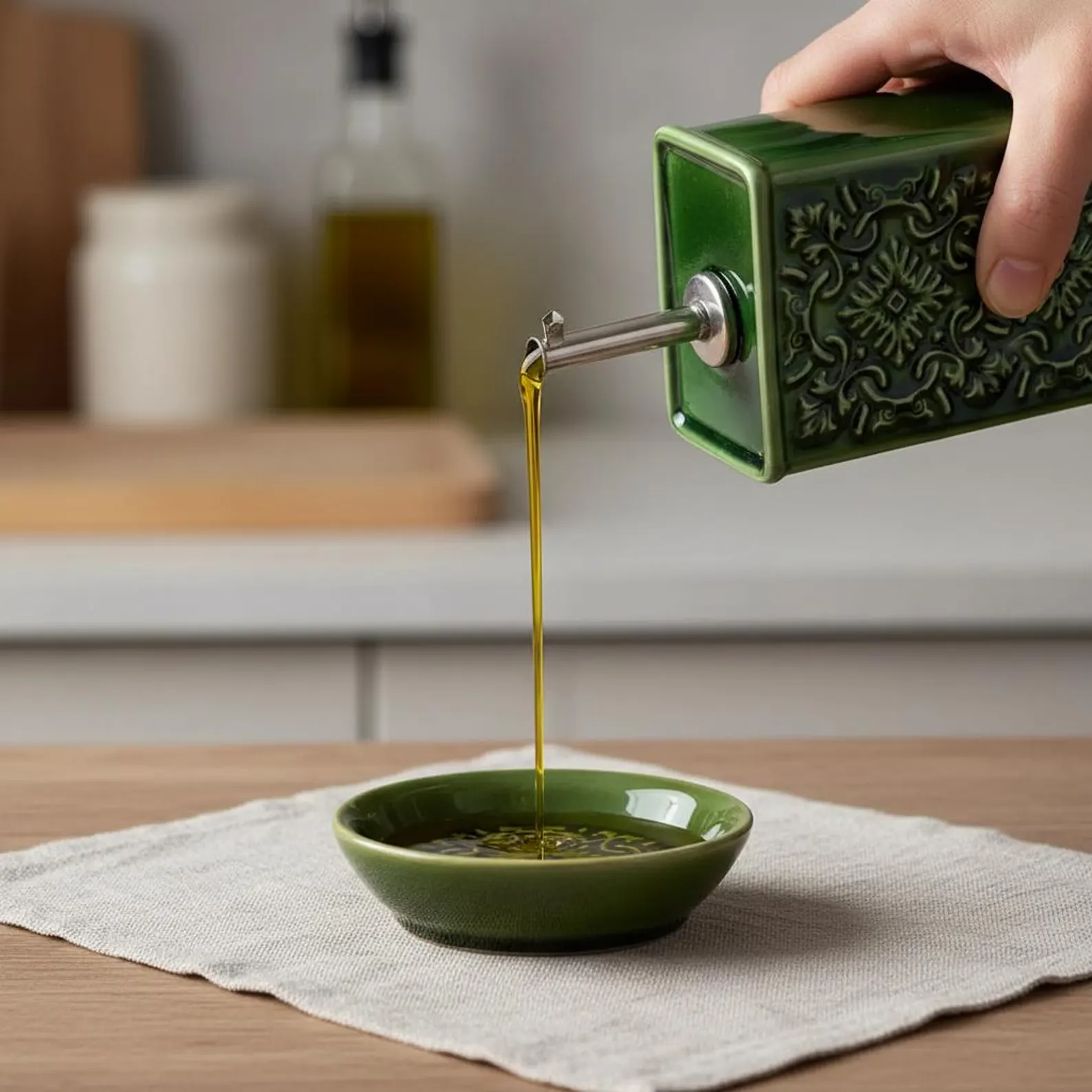 Huilier AZULEJO vert | Flacon en Céramique Artisanale 500ml – Image 2