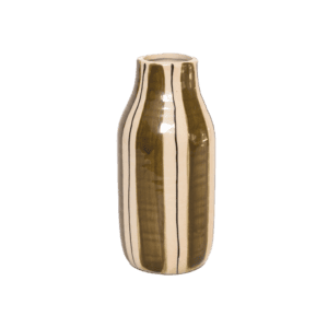 Vase en céramique GIULIA beige (10x20,5 cm). Rayures verticales naturelles et finition artisanale pour un esprit chic et chaleureux.