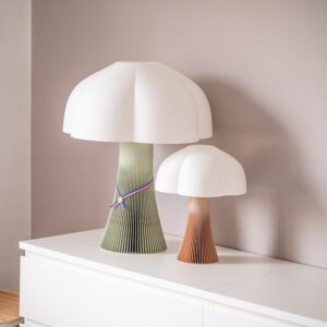 Lampes arborescence vert pastel et bois clair, éco-responsable, impression 3D, fabriquée en France (Occitanie)