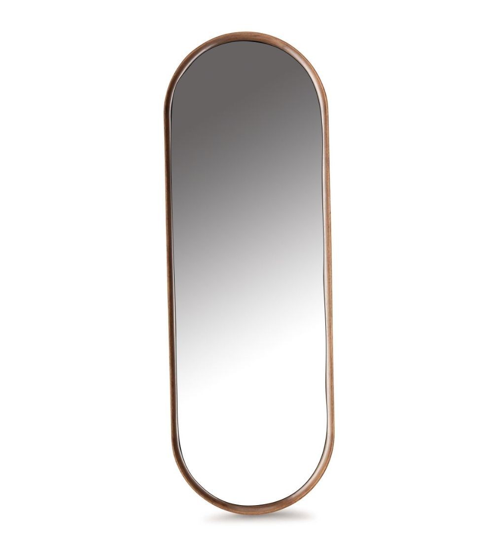 Grand miroir ovale LAOUL (54x160 cm) en bois de noyer. Élégance scandinave et format généreux.