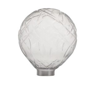 Globe décoratif MOSAIK de 125mm en verre clair transparent sculpté de motifs en mosaïque et croix géométriques.