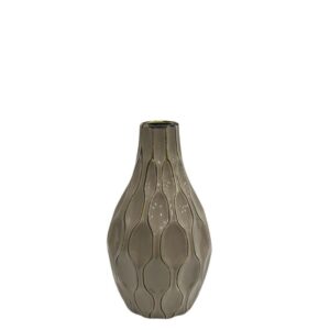 vase en grès émaillé KAMI taupe D17xH30 cm, sur fond blanc