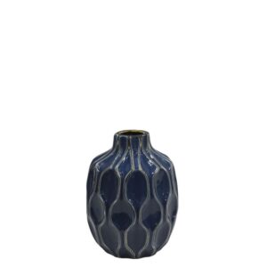 vase en grès émaillé YAZU bleu nuit 15x20 cm