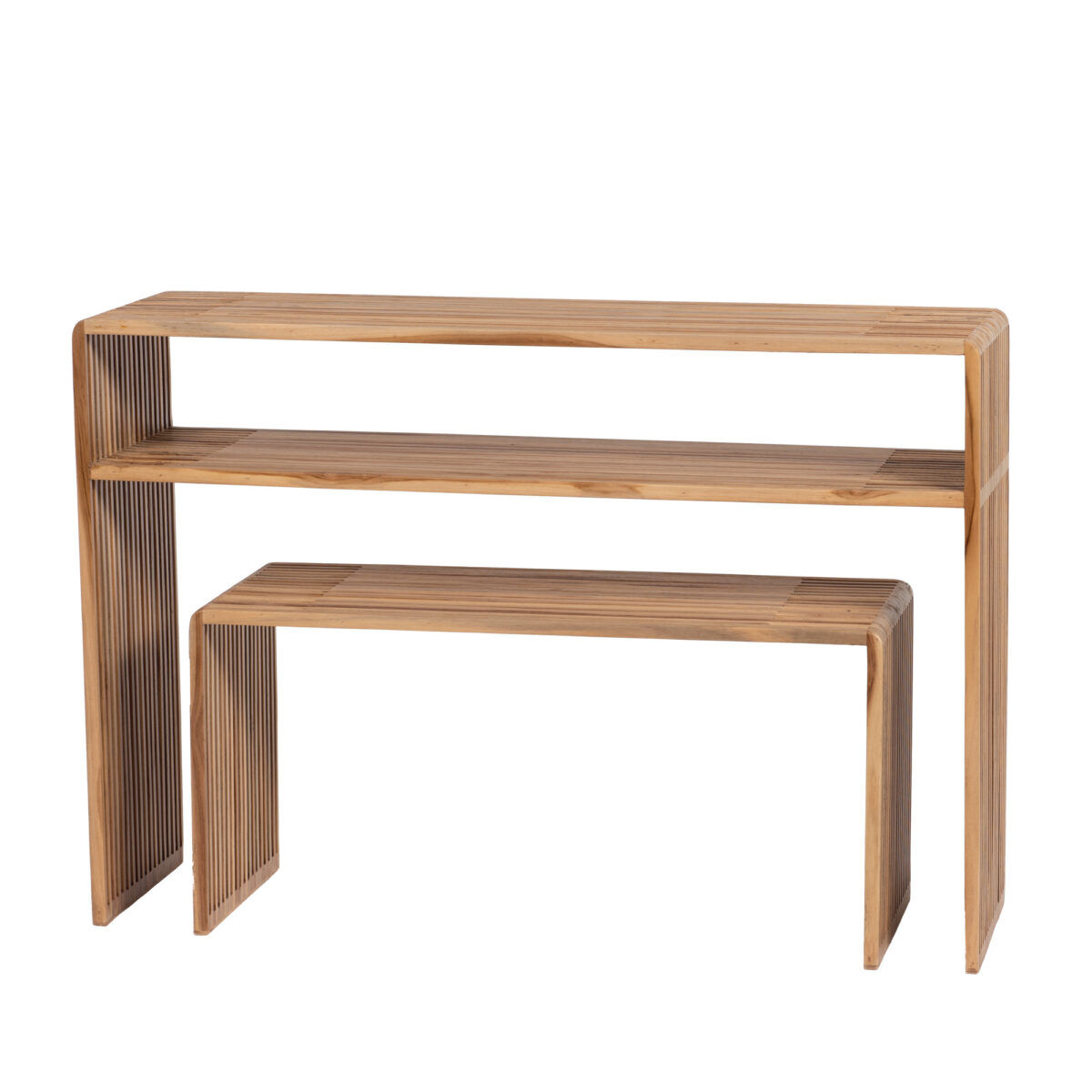 Bureau & banc calopsite en bois de teck