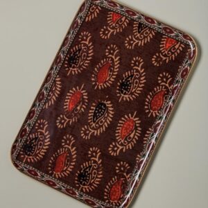 Plateau bangalore rectangulaire bordeaux à motifs indien