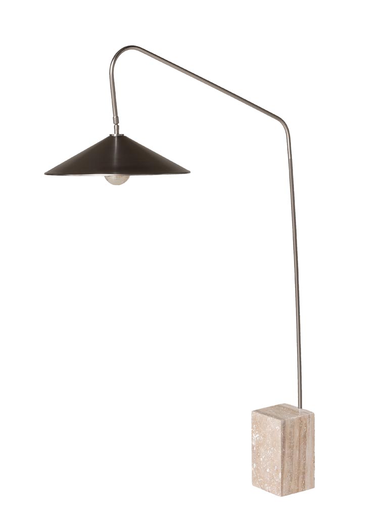Lampadaire KROMIS Arc Orientable | Métal Chromé et Travertin – Image 7