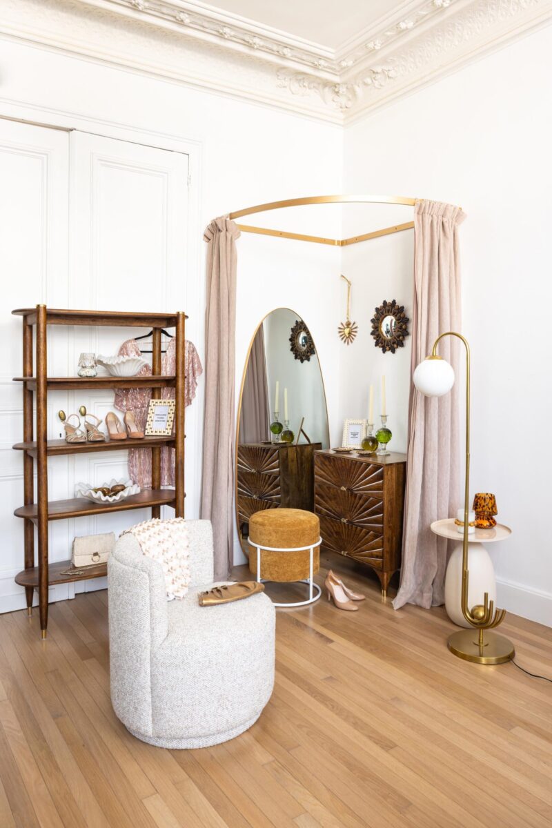 Lampadaire OPALYS Doré | en Arc et Verre Opalin – Image 6
