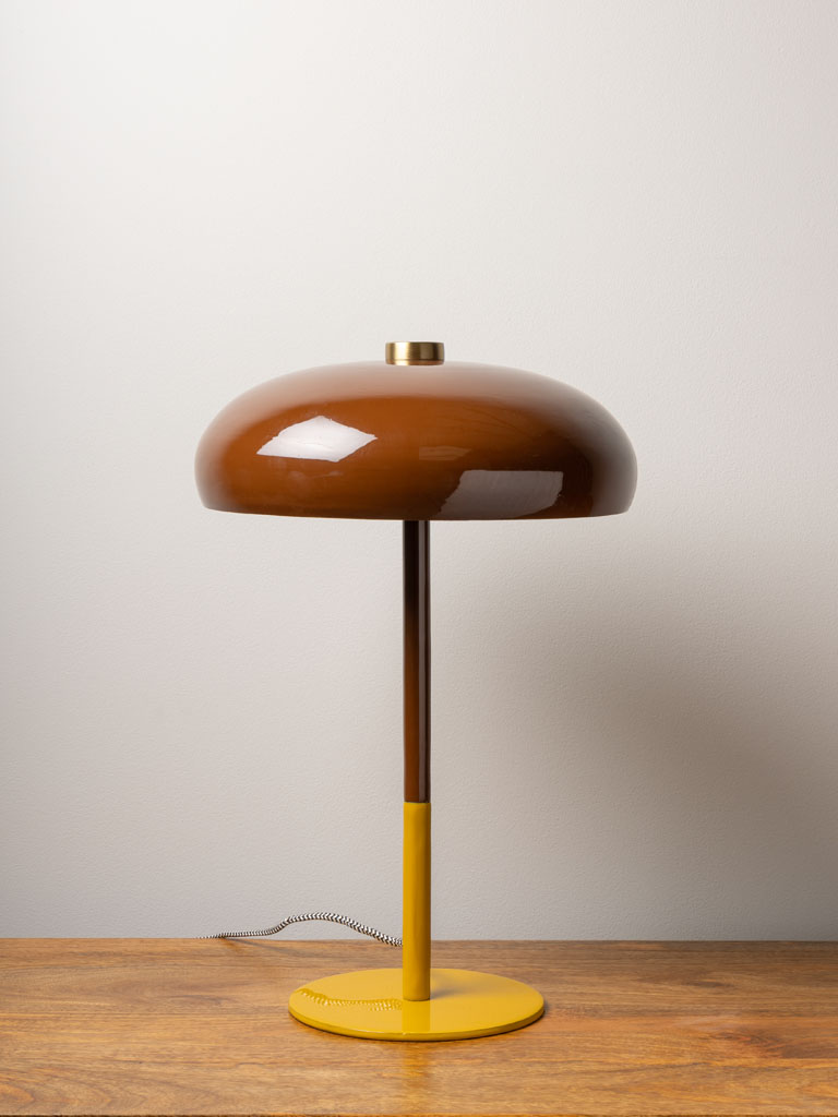 Lampe billie champignon bicolore : jaune moutarde et marron chocolat