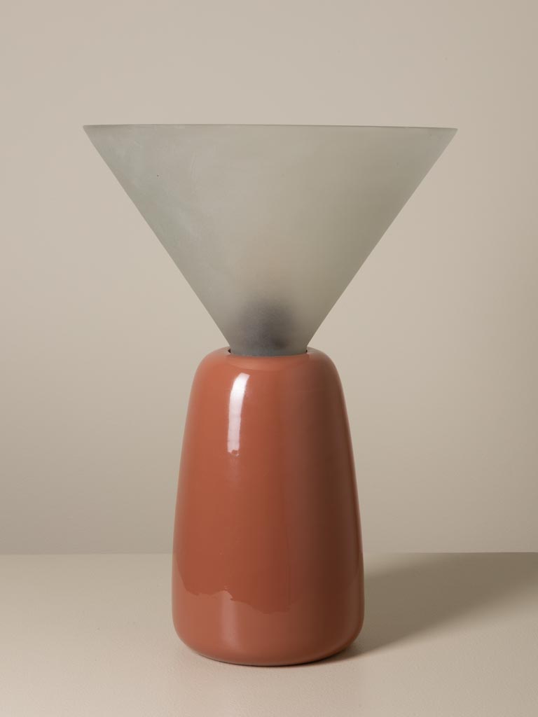 Lampe CORNETT Terracotta en métal et verre dépoli