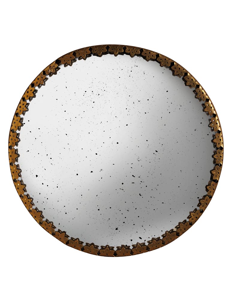 Miroir ANTIQUE Convexe Doré Vieilli | Bords Festonnés 21cm – Image 2
