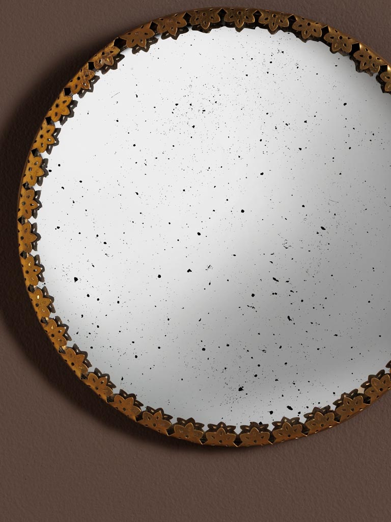 Miroir ANTIQUE Convexe Doré Vieilli | Bords Festonnés 21cm – Image 3