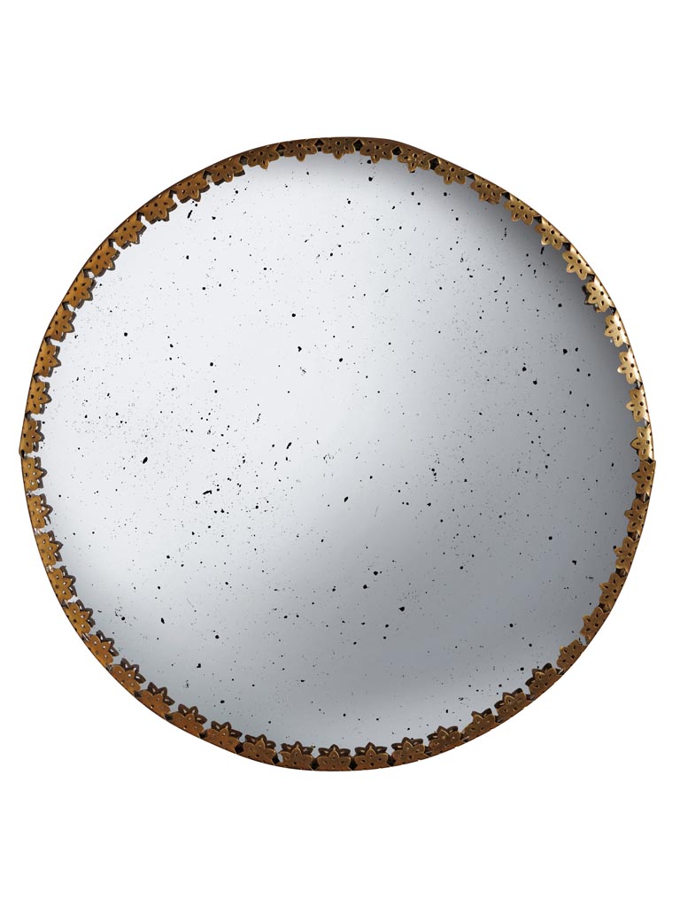 Miroir ANTIQUE Convexe Doré Vieilli | Bords Festonnés 27cm – Image 3