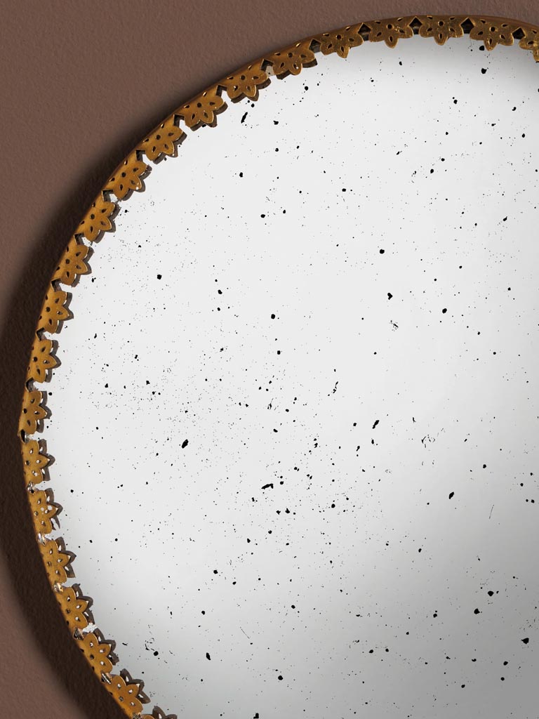 Miroir ANTIQUE Convexe Doré Vieilli | Bords Festonnés 27cm – Image 2