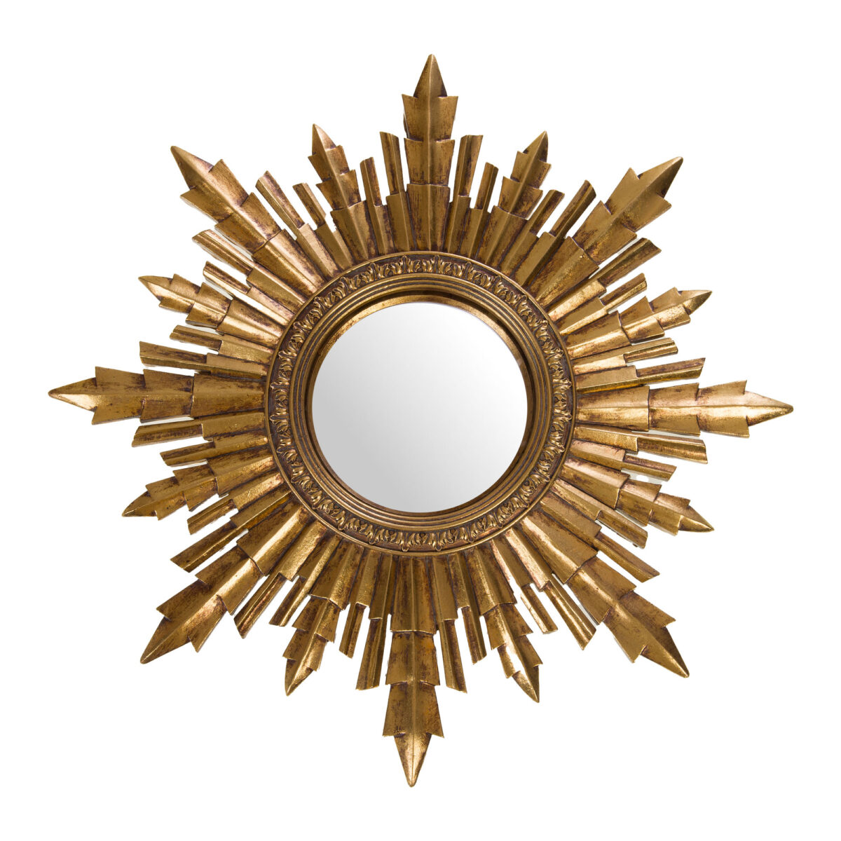 miroir nova dorée en résine et verre grand modèle