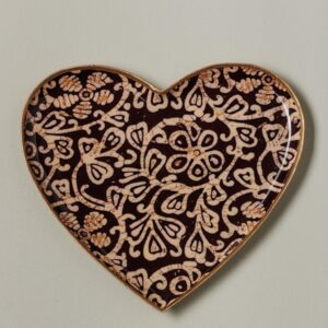 Plateau bangalore en forme de coeur beige, motifs indien