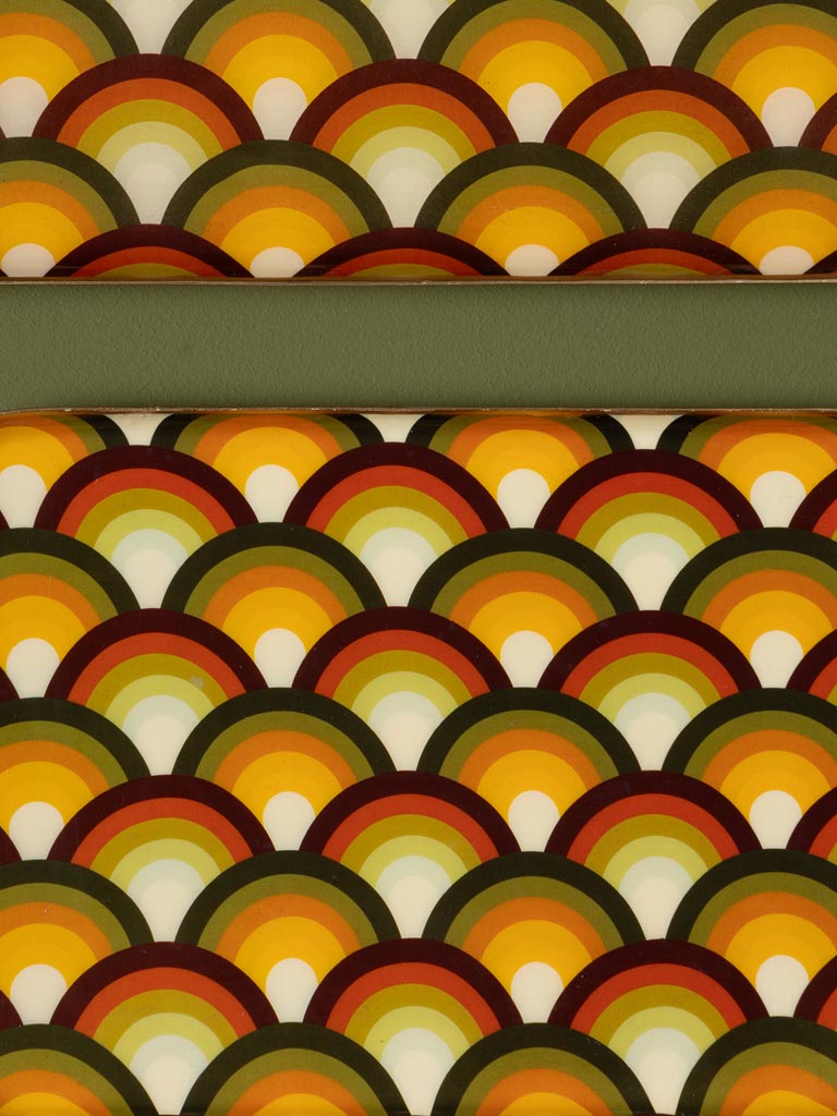 plateaux arcs groovy motifs arc de cercle coloré seventies