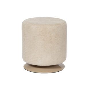 Pouf TWISTY beige en tissu texturé sur fond blanc