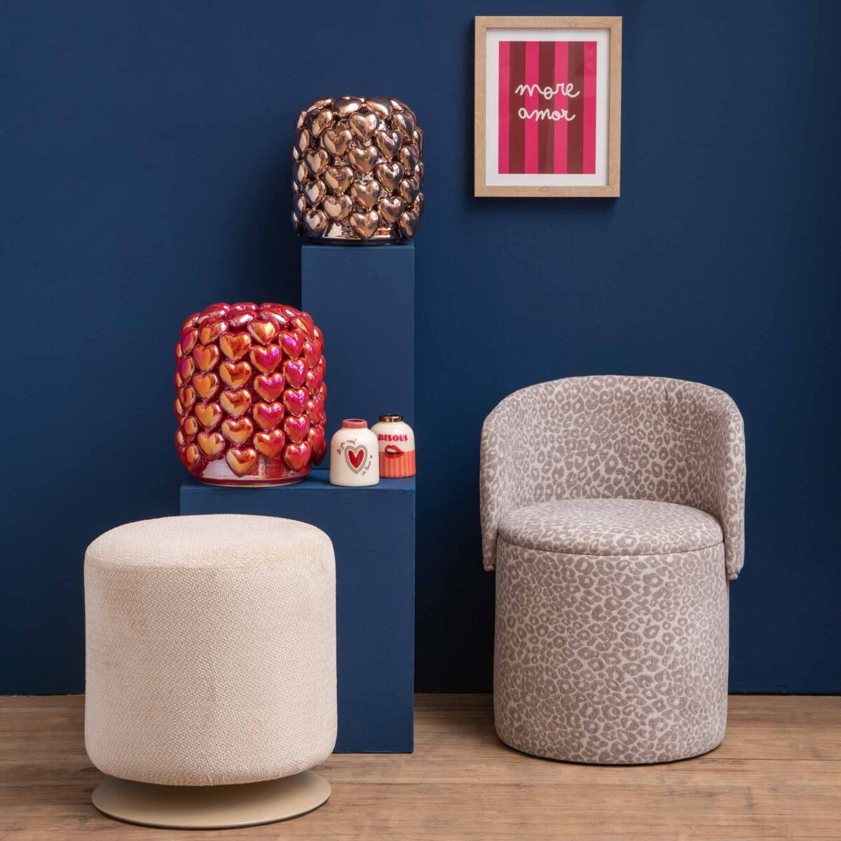 Pouf TWISTY Beige | Tissu Texturé D39cm – Image 5