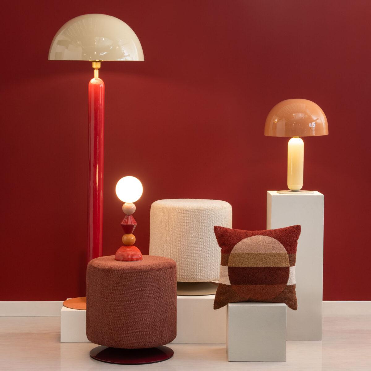 Pouf TWISTY Rouge | Tissu Texturé D39cm – Image 3
