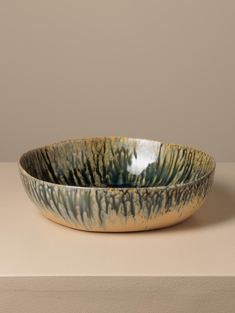 Saladier bleu intense en céramique émaillée