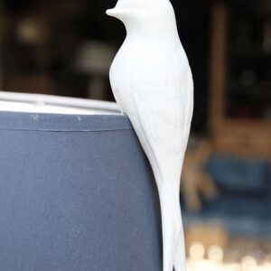 Hirondelle décorative blanche en biscuit de céramique