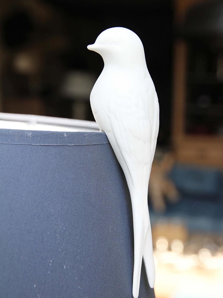 Hirondelle décorative blanche en biscuit de céramique