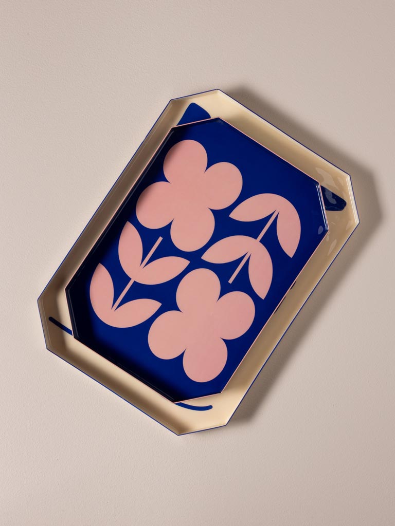 Plateau FLEURS Bleu et Rose | Illustration Botanique – Image 5
