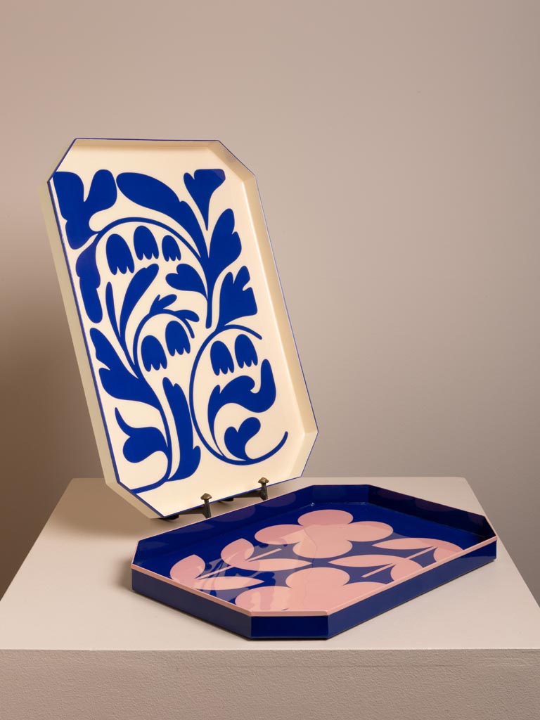 Plateau FLEURS Bleu et Rose | Illustration Botanique – Image 3
