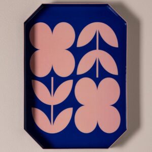 Plateaux fleurs graphiques bleu et rose