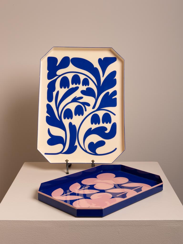 Plateau FLEURS Bleu et Rose | Illustration Botanique – Image 2