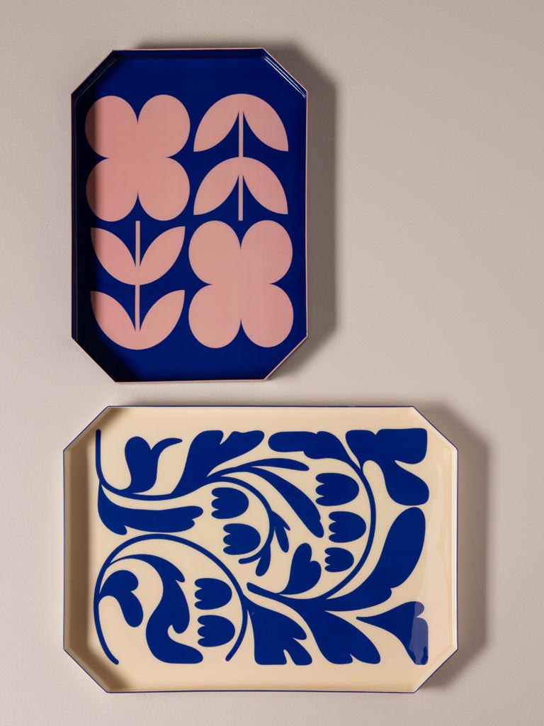 Plateau FLEURS Bleu et Rose | Illustration Botanique – Image 4